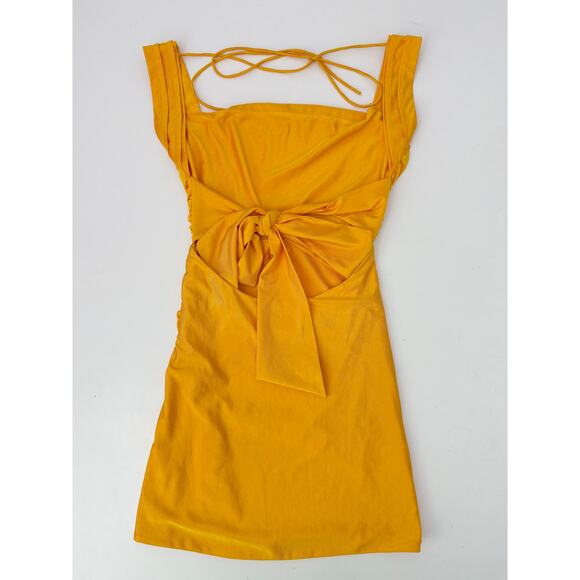 Lucy in the sky melina ruched bodycon mini dress orange - size XS - Picture 5 of 7